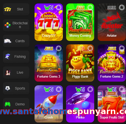Main screen of Www.santafehomespunyarn.com game page for PK players
